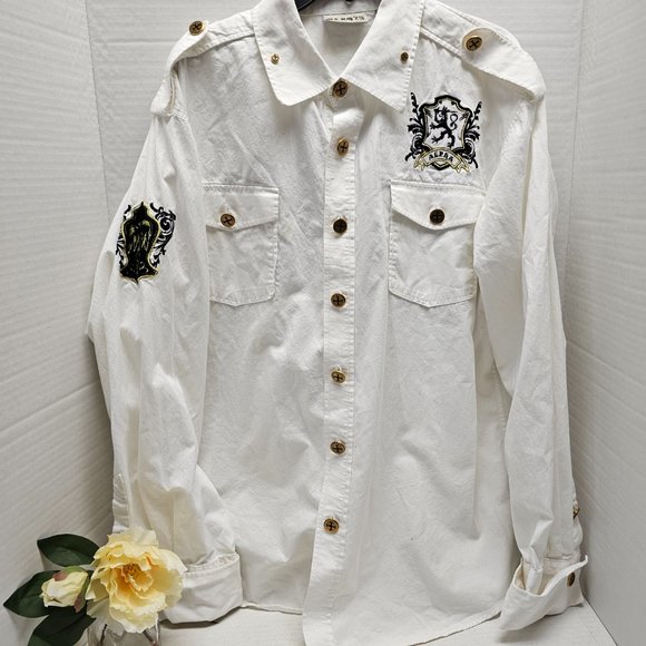 RARE Vintage Marquis MARQ 75 Button Down Dragon Eagle Alpha Embroidered Shirt - Picture 3 of 16